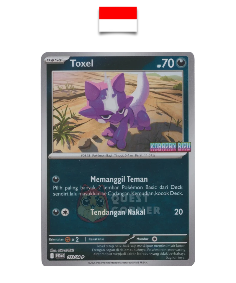 Carte Pokémon – Toxizap 033/M-P – Reverse Holo – Promo Stamp – Kobaran Biru – Indonésien