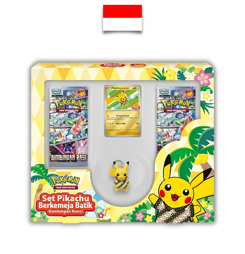 Coffret Pokémon - Set Pikachu Berkemeja Batik – Gantungan Kunci - Indonésien