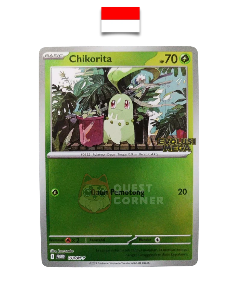 Carte Pokémon – Germignon 010/M-P – Reverse Holo – Promo Stamp – Evolusi Mega – Indonésien