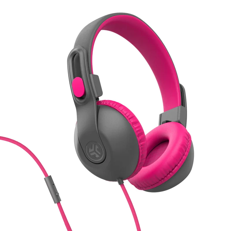 JLab JBuddies Studio 2 On-Ear Kids Wired Headphones (Gray/Pink)
