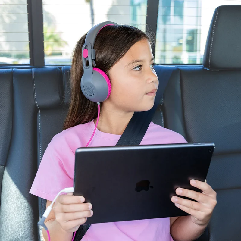 JLab JBuddies Studio 2 On-Ear Kids Wired Headphones (Gray/Pink)