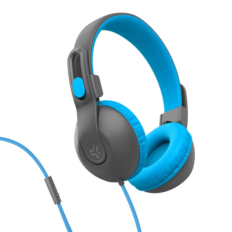 JLab JBuddies Studio 2 On-Ear Kids Wired Headphones (Blue/Gray)