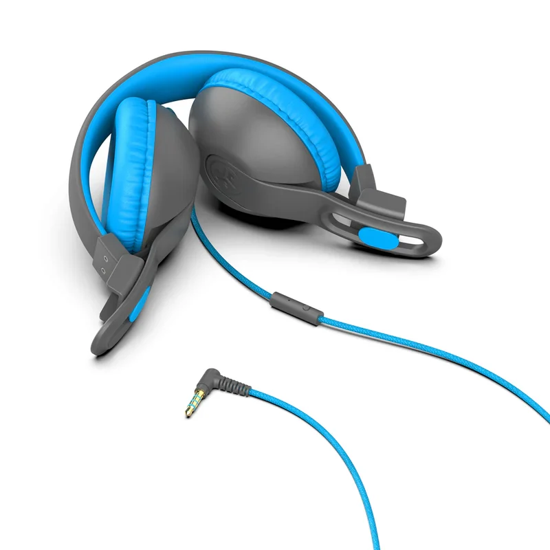 JLab JBuddies Studio 2 On-Ear Kids Wired Headphones (Blue/Gray)