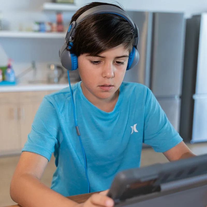 JLab JBuddies Studio 2 On-Ear Kids Wired Headphones (Blue/Gray)