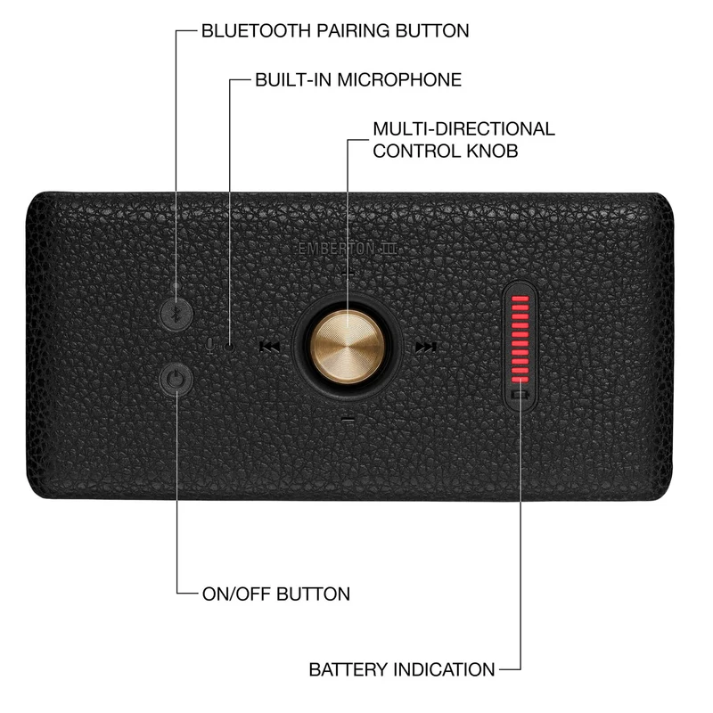 Marshall Emberton III Portable Waterproof Wireless Speaker (Black & Brass)