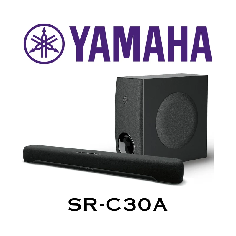Yamaha SRC30A - Barre de son 90Watts, 2.1 canaux, Dolby Atmos, Sub sans fil, Clear Voice