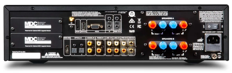 NAD C399 BluOS - Amplificateur stéréo intégré hybride 180 W/C, DAC, entrée phono