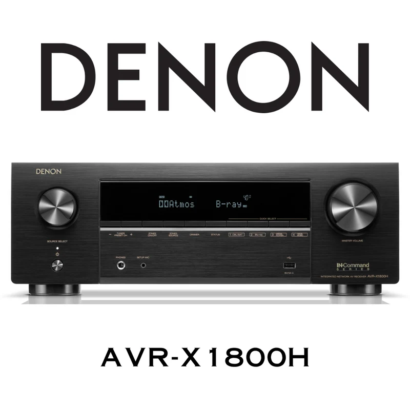 Denon AVRX1800H - Récepteur cinéma maison 7.2, 8K, 80W, 7 Canaux amplifiés, Dolby Atmos, 3D