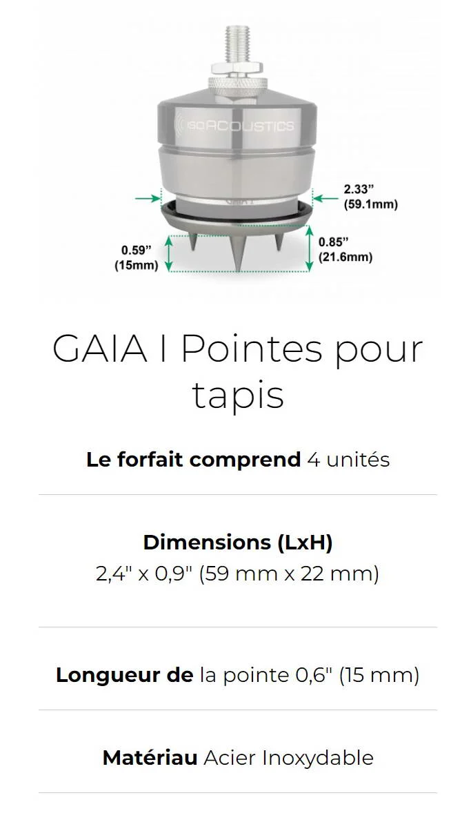 IsoAcoustics GAICARSPI - Disques de tapis associés à vos GAIA (4 unités)