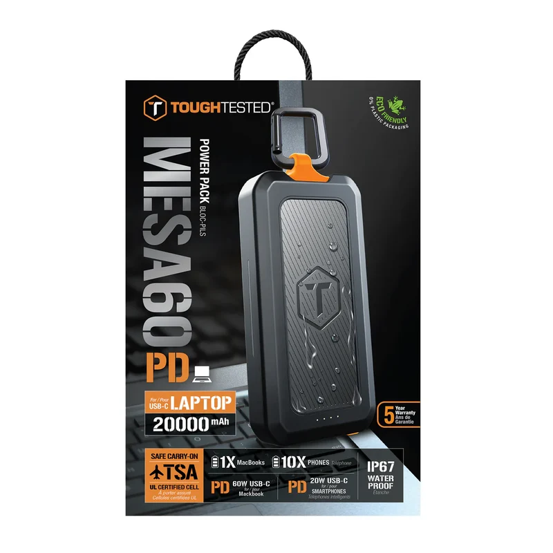 ToughTested MESA60 20,000mAh Power Bank for USB Type-C Laptops