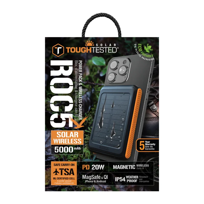 ToughTested ROC5 5,000mAh MagSafe Solar Power Bank & Wireless Charger