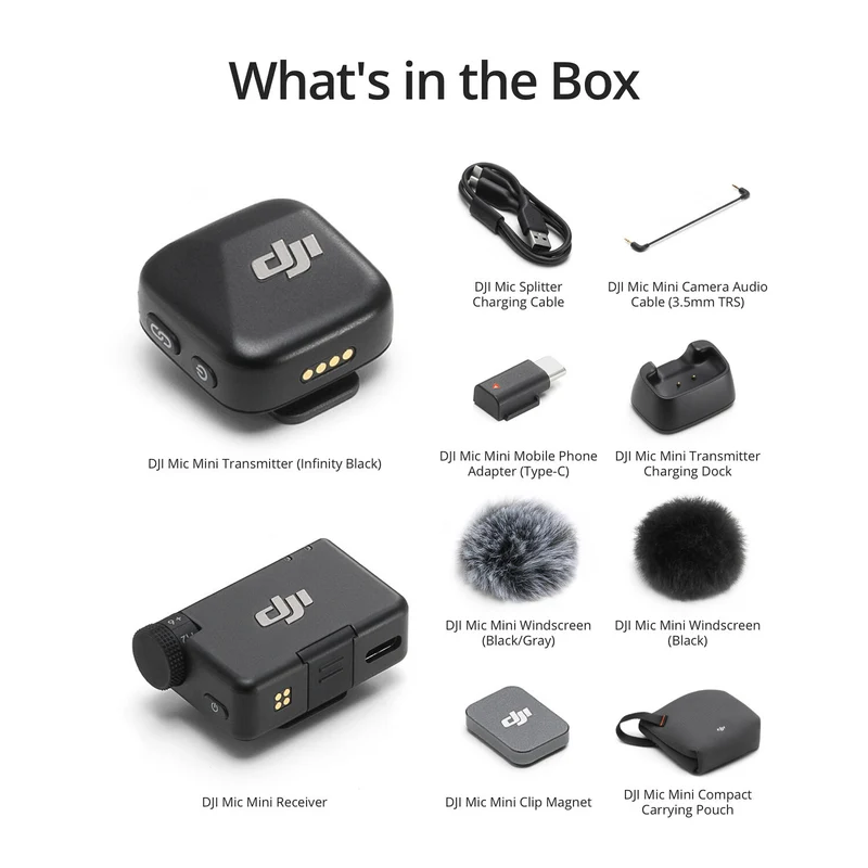 DJI Mic Mini Compact Wireless Microphone System for Camera & Smartphone (2.4 GHz)