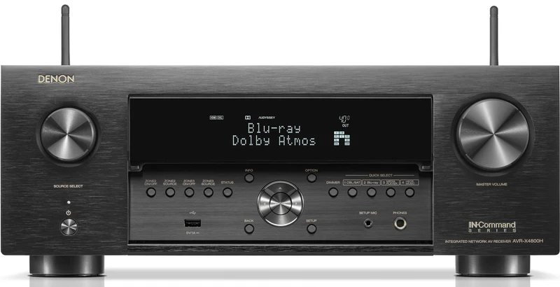Denon AVRX4800H - Récepteur cinéma maison 9.4, 8K, 125W, 9 canaux amplifés, Dolby Atmos, 4K/120Hz