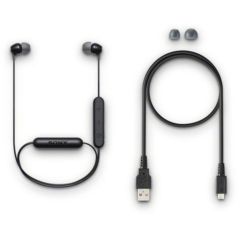 Sony WI-C300 wireless earphones with mic - Black