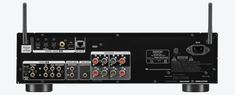 Denon PMA900HNE - Amplificateur stéréo intégré 50Watts/Canal avec lecteur réseau intégré, entrées phono, DAC PCM1795
