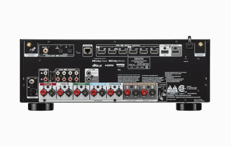 Denon AVR970H - Récepteur cinéma maison 7.2, 8K, 70W, 7 canaux amplifiés, Dolby Atmos