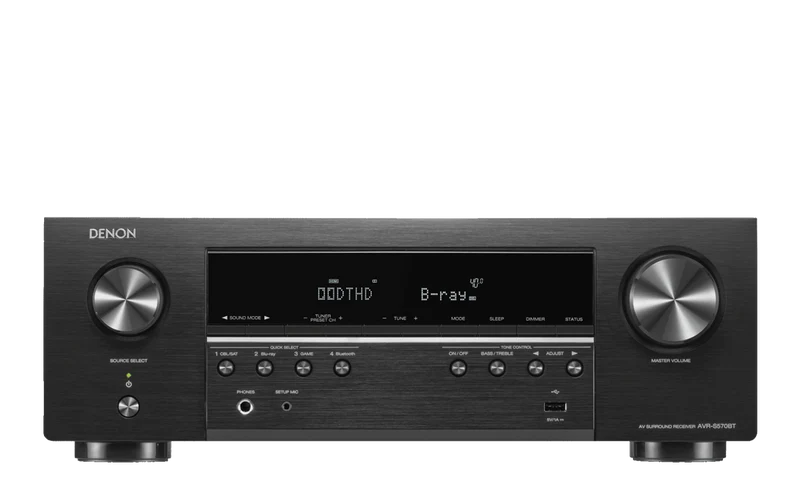 Denon AVR570BT - Récepteur cinéma maison 5.2, 70W, 5 canaux amplifiés, vidéo 8K