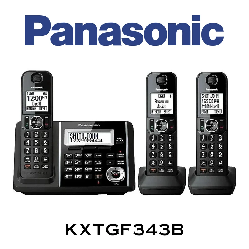 Panasonic KXTGF343B - Système téléphonique numérique sans fil répondeur, 3 combinés