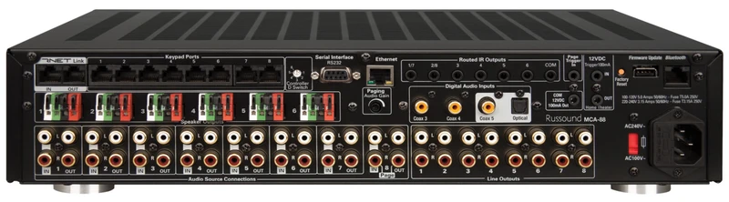 Russound MCA88 - Amplificateur multizones pour les systèmes Russound. 8 sources/6 zones amplifiées @ 40W