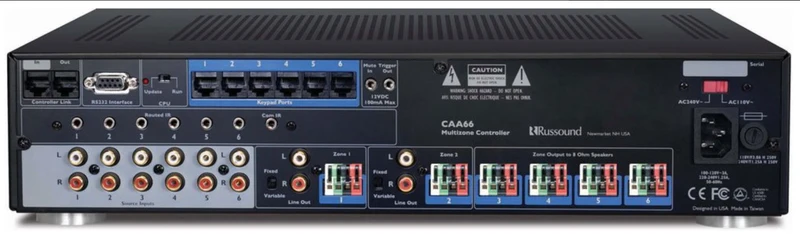 Russound CAA66 - Amplificateur source multi-pièces 20W/C, 6 RCA, 6 enceintes