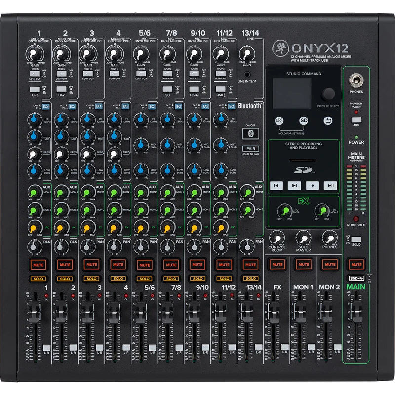 Mackie 12-Channel Premium Analog Mixer with Multi-Track USB recording.