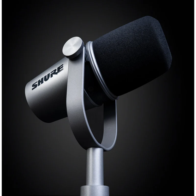 Shure Silver Podcasting Microphone w/USB-A & USB-C Cables