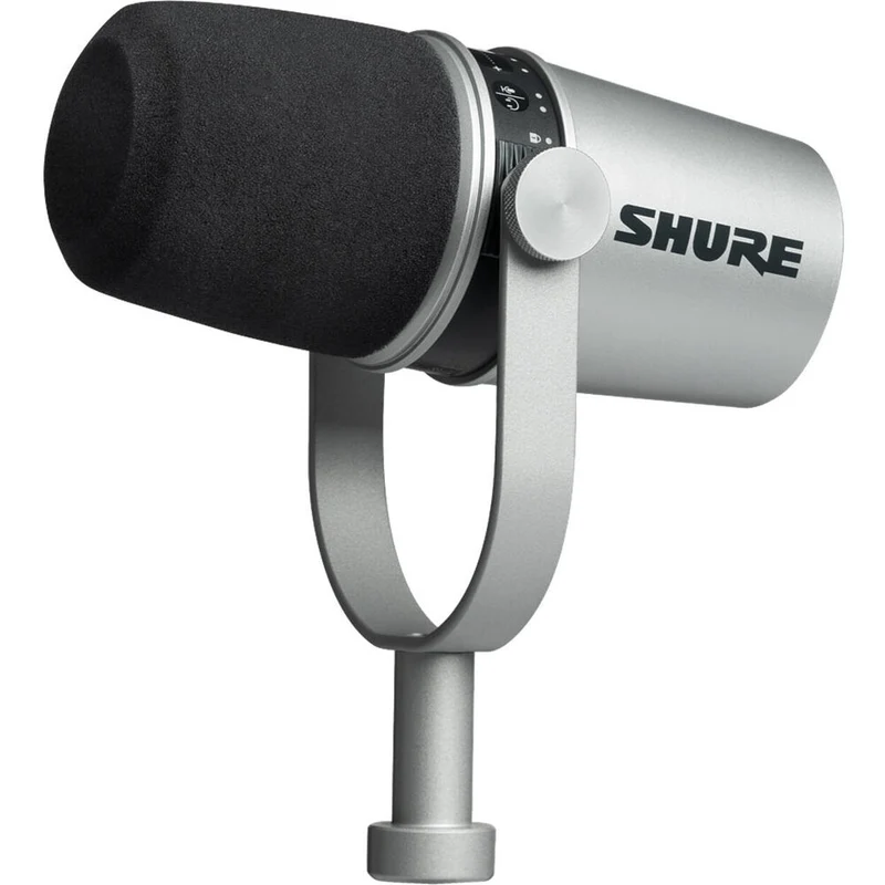 Shure Silver Podcasting Microphone w/USB-A & USB-C Cables