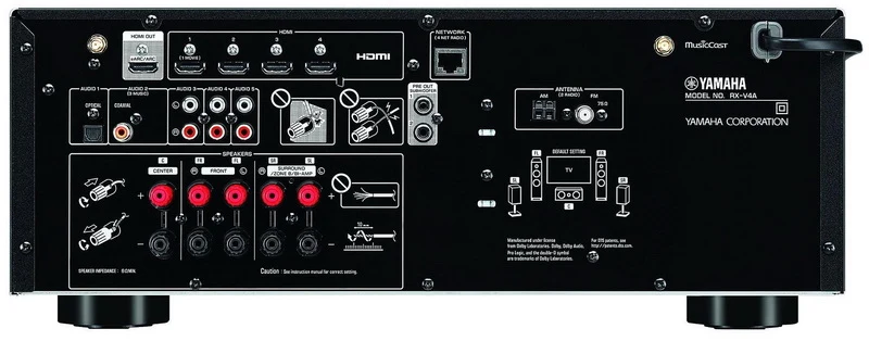 Yamaha RXV4A - Récepteur cinéma maison MusicCast 5.2, 8K, 80W, Dolby Atmos, 4K120