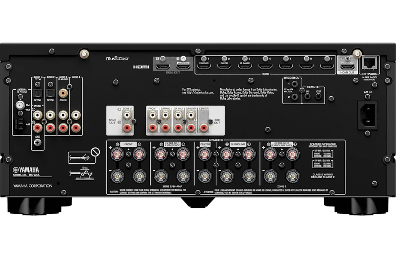 Yamaha RXA4A - Récepteur cinéma maison MusicCast 7.2, 8K, 110W, Dolby Atmos, 4K120