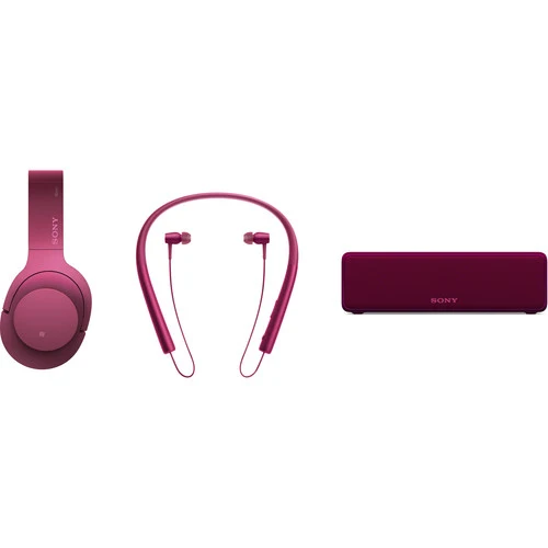 Sony MDR-EX750BT - Earphones with mic - in-ear - behind-the-neck mount - wireless - Bluetooth - NFC - bordeaux pink