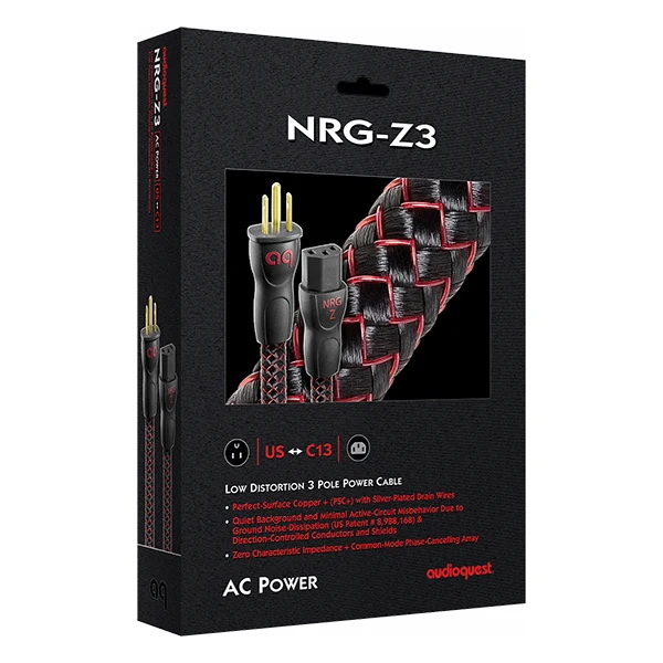 Audioquest NRGZ3 - Câble d'alimentation 3 pôles à faible distorsion Calibre 14AWG 15 Amp@120V