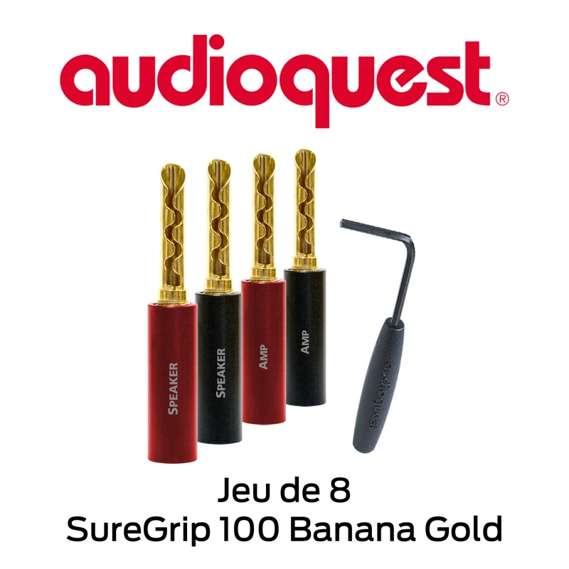 Audioquest SureGrip 100 Banana Gold - Connecteurs à haut-parleur Banane