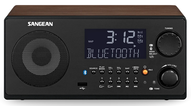 Sangean WR22 - Radio réveil numérique AM/FM, USB, Bluetooth