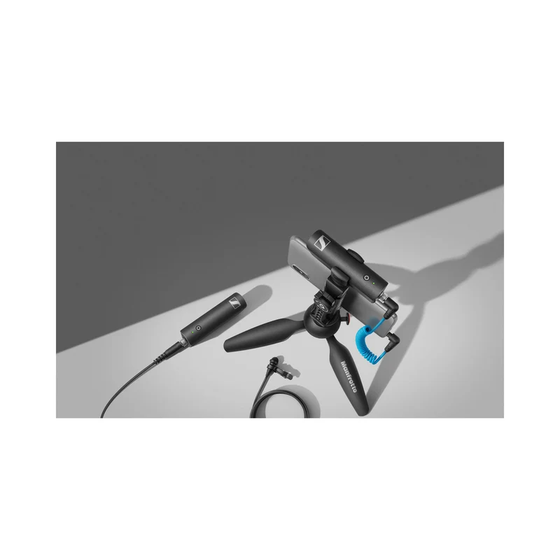 Sennheiser XSW-D Portable Lav Mobile Kit with Transmitter, Receiver, Lapel Mic, Mounts & Manfrotto PIXI Tabletop Stand