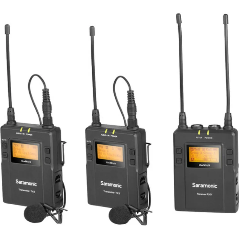 Saramonic UwMic9 2-Person Camera-Mount Wireless Omni Lavalier Microphone System Two Lav Mics
