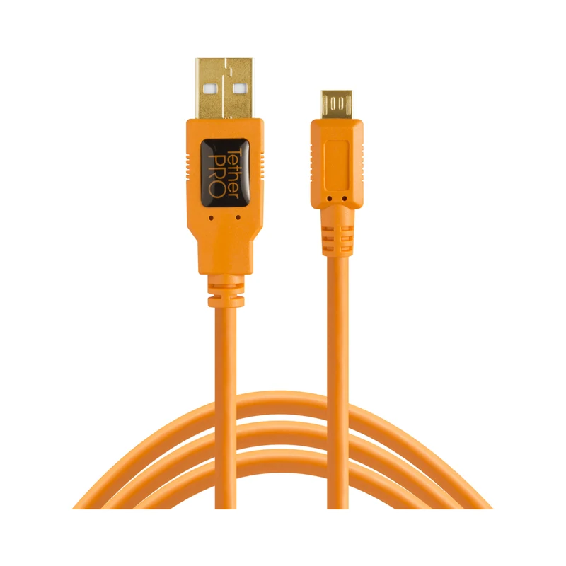 Tether Tools TetherPro USB 2.0 A Male to Micro-B 5-Pin Cable (15', Orange)