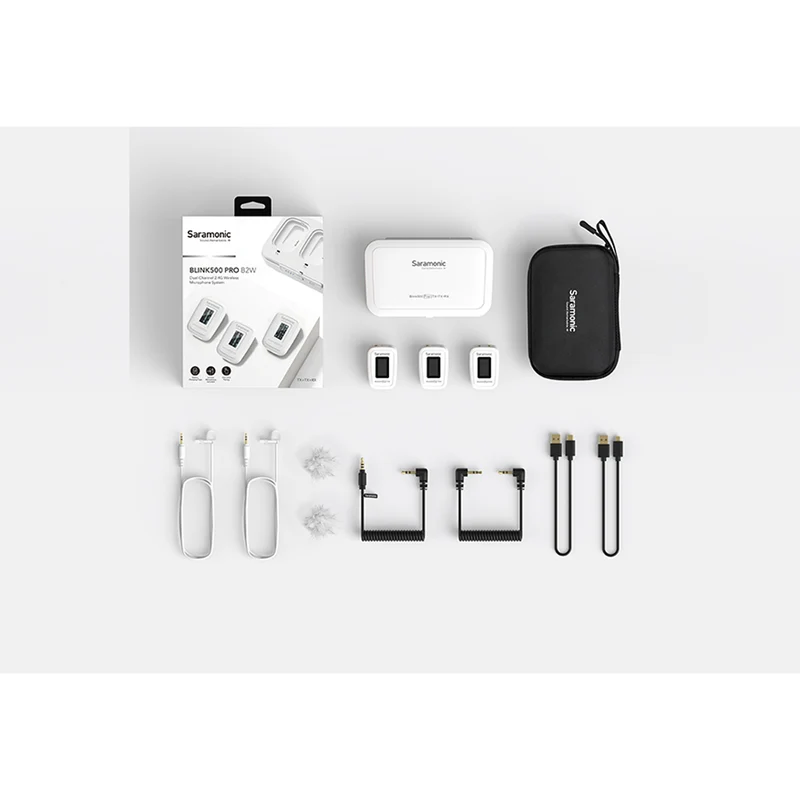 Saramonic Blink 500 Pro B2 WHITE 2-Person Digital Camera-Mount Wireless Omni Lavalier Microphone System (2.4 GHz), 2 transmiters + 2 lav mics