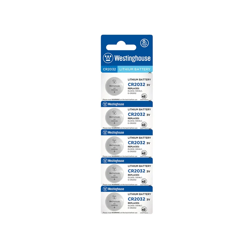 Westinghouse CR2032 3.0V Lithium Button Cell - 5pcs Blister Card
