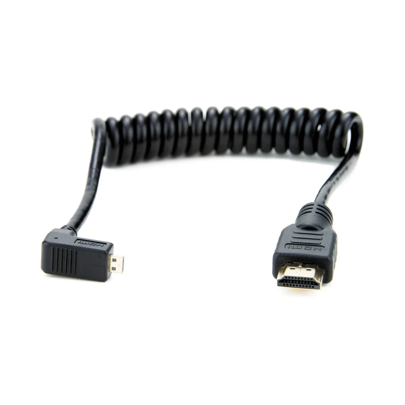Atomos Coiled Right-Angle Micro-HDMI to HDMI Cable (11.8 to 17.7")