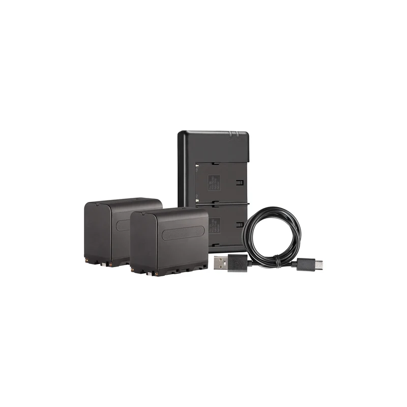 Westcott NP-F970 Dual Battery Pack with Charger (2-pack L-Series 7.4V 6600mAh 48.8Wh)