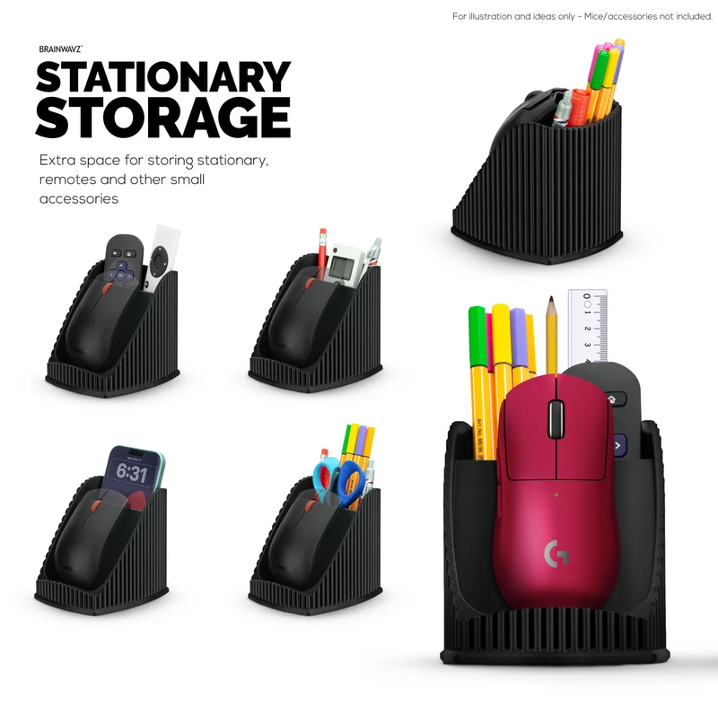 Support de souris pour PC de bureau avec porte-stylo fixe, pour souris de jeu et de bureau de Logitech, Razer, Corsair et plus