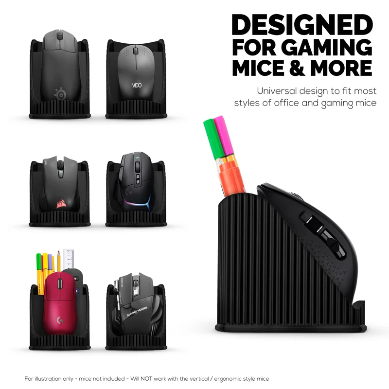 Support de souris pour PC de bureau avec porte-stylo fixe, pour souris de jeu et de bureau de Logitech, Razer, Corsair et plus