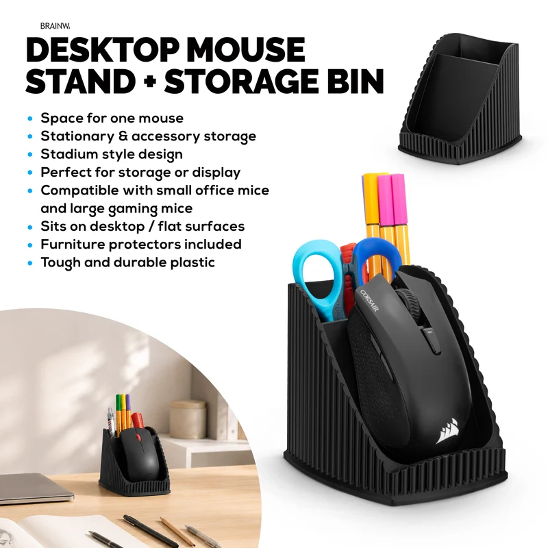 Support de souris pour PC de bureau avec porte-stylo fixe, pour souris de jeu et de bureau de Logitech, Razer, Corsair et plus