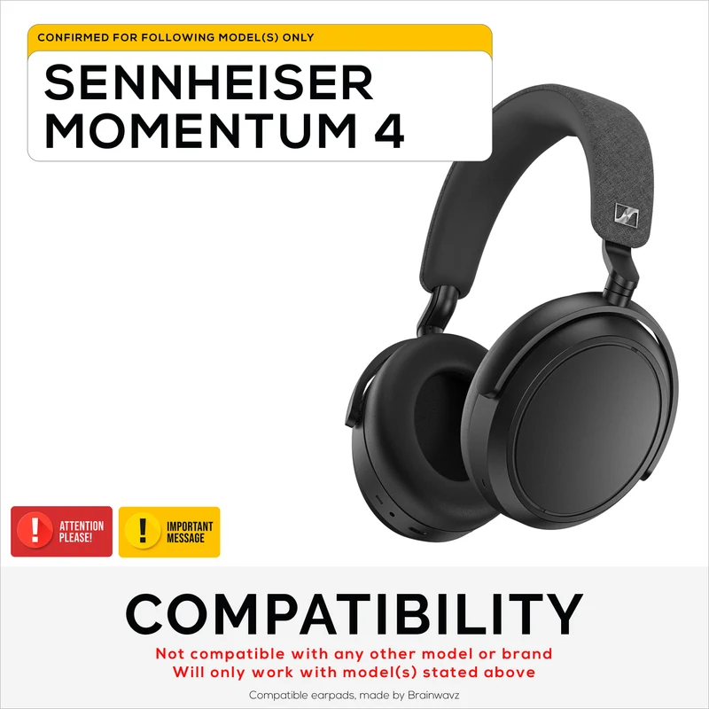Coussinets de rechange hybrides pour casque Sennheiser Momentum 4, gel rafraîchissant doux, tissu respirant et soyeux avec cuir PU et mousse à mémoire de forme