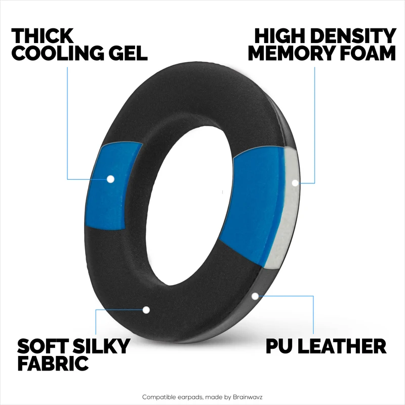 Coussinets de rechange hybrides pour casque Sennheiser Momentum 4, gel rafraîchissant doux, tissu respirant et soyeux avec cuir PU et mousse à mémoire de forme