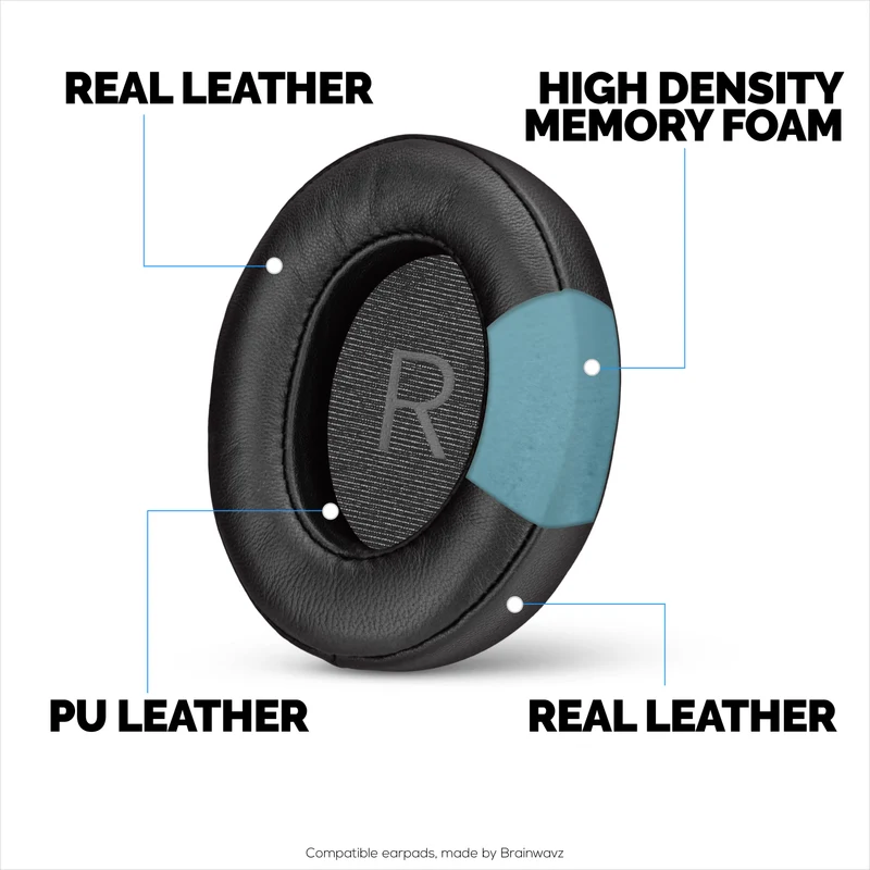 Coussinets de rechange pour casque Sennheiser Momentum 3 - Cuir véritable souple et mousse à mémoire de forme pour un confort optimal