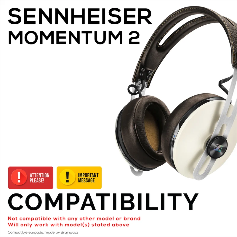 Coussinets de rechange pour casque Sennheiser Momentum 2 - Cuir véritable souple et mousse à mémoire de forme pour un confort optimal