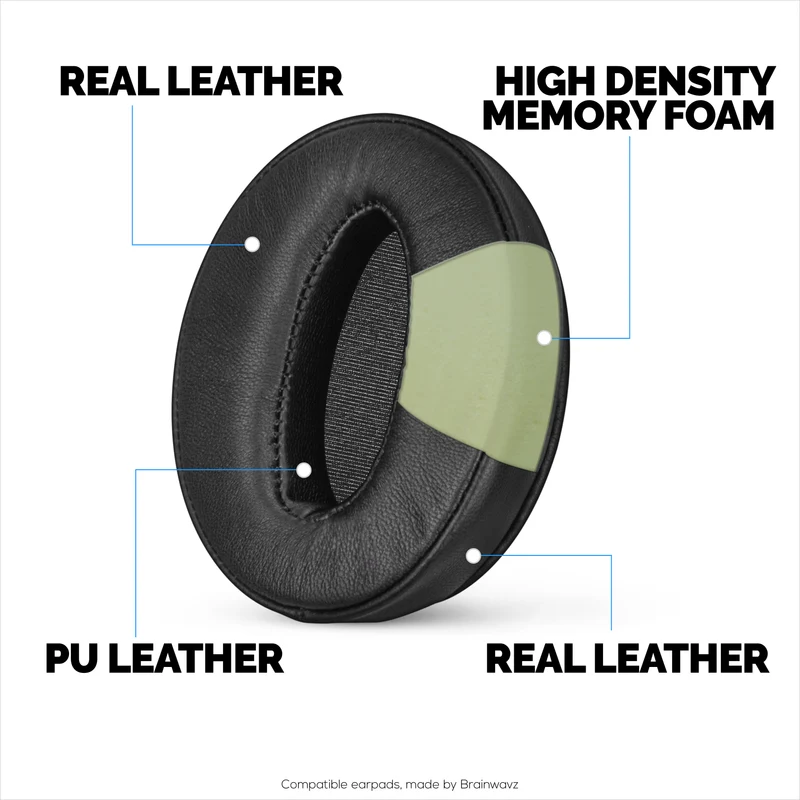 Coussinets de rechange pour casque Sennheiser Momentum 2 - Cuir véritable souple et mousse à mémoire de forme pour un confort optimal