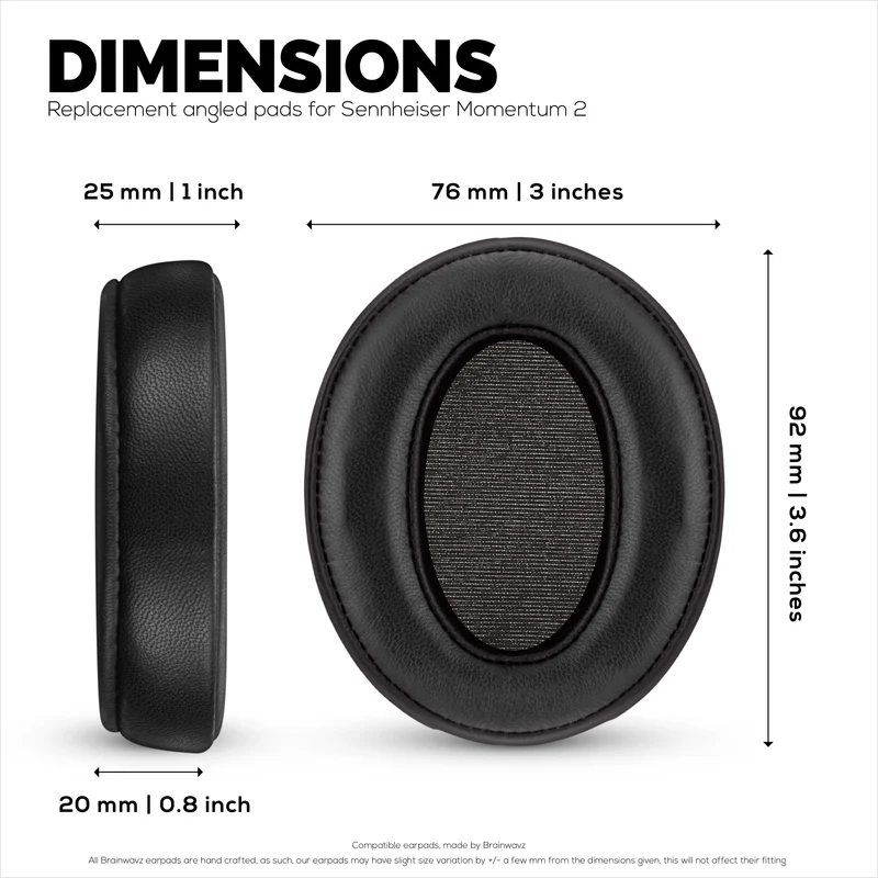 Coussinets de rechange pour casque Sennheiser Momentum 2 - Cuir véritable souple et mousse à mémoire de forme pour un confort optimal