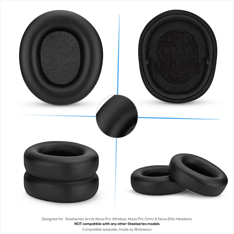 Coussinets de rechange pour casques Steelseries Arctis Nova Pro Wireless, Nova Pro Omni et Nova Elite. Cuir PU protéiné de haute qualité et mousse souple.